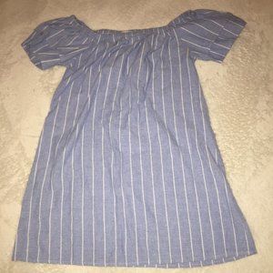 blue and white striped dress